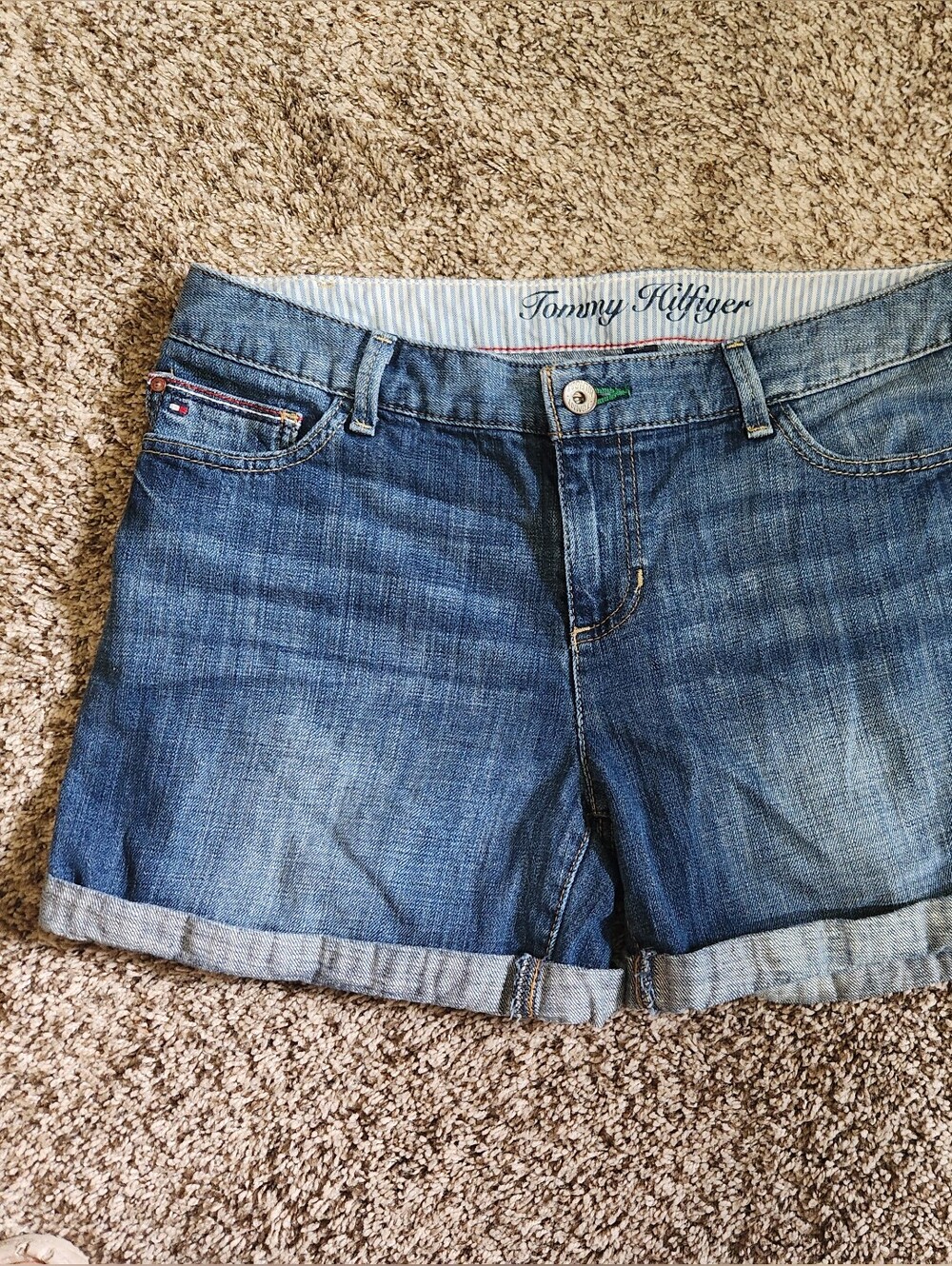 Tommy Hilfiger Blue Denim Cuffed Women's Shorts - Sz 10